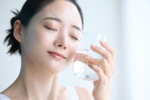 Hydrated glowing beauty routine with collagen skincare