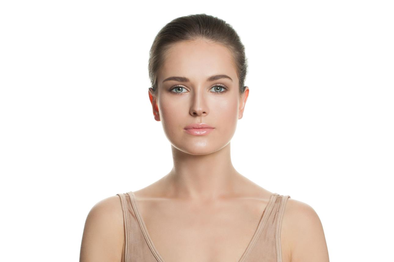 Beautiful woman with flawless glowing skin after a hydrating collagen skincare routine