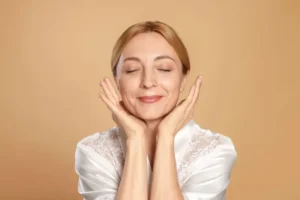 Natural radiant beauty skincare close-up with hydrated skin