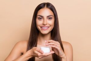 Premium collagen-inspired skincare routine with feminine luxury beauty aesthetic