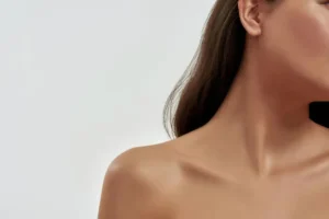 Minimal skincare beauty portrait with smooth glowing skin