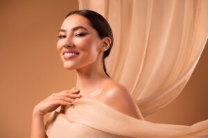 Elegant woman with smooth healthy-looking skin and natural beauty glow